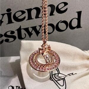 Vivienne Westwood Rose Gold Necklace with Pink Accents